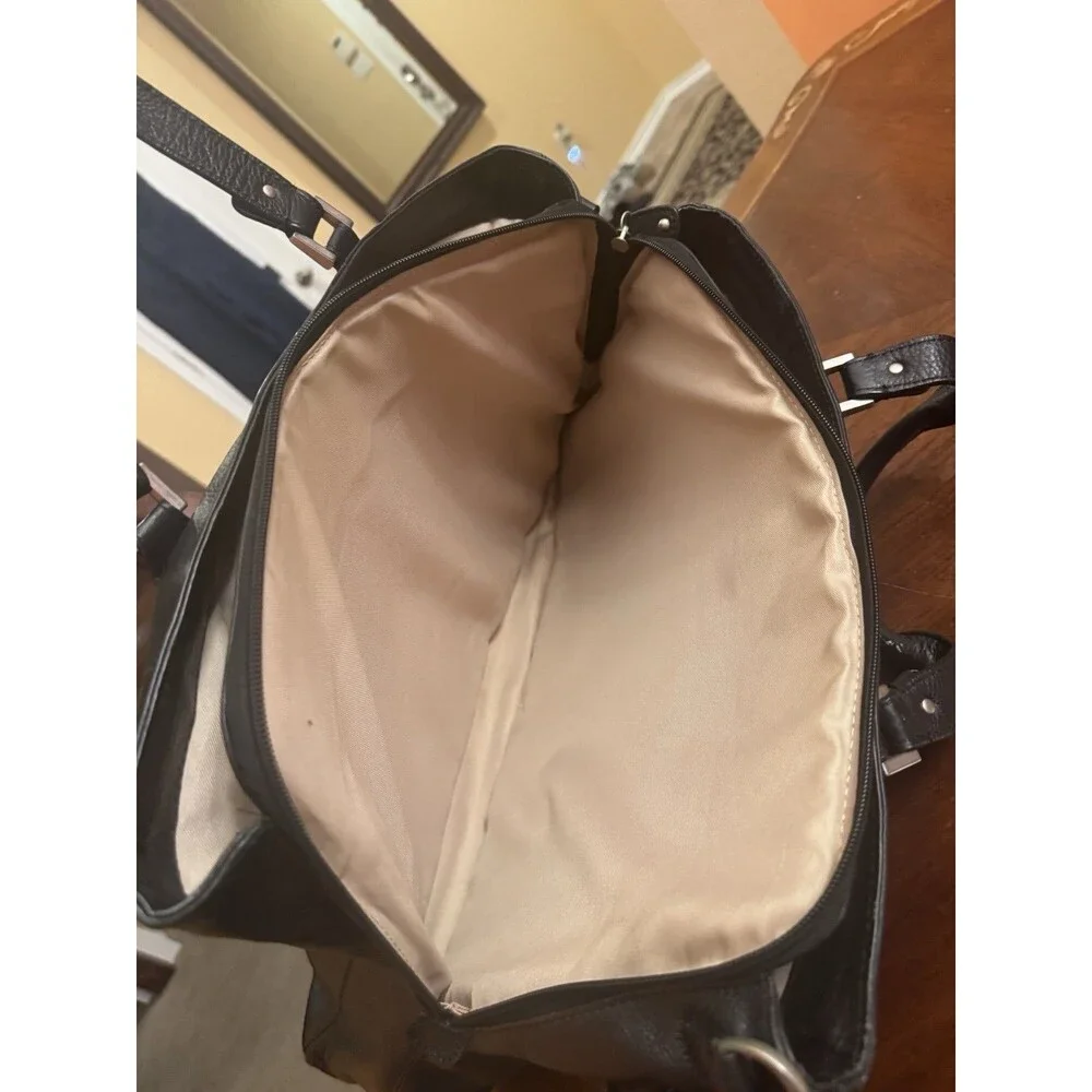 CLARKS Distressed Heavy Duty Black Leather large Laptop Bag